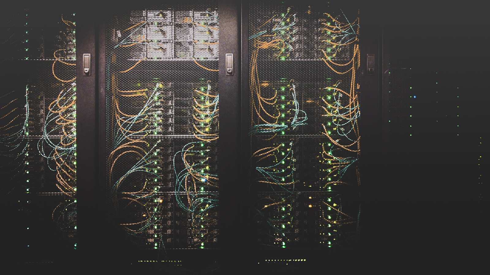 Gabinete de red organizado con patch panel y cableado